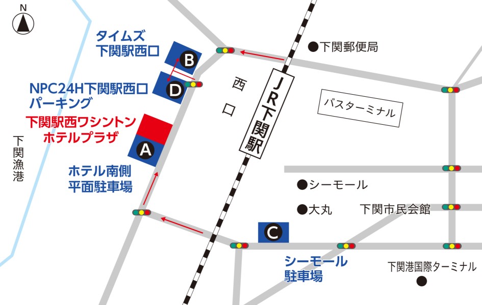 画像：島根浜田ワシントンホテルプラザの周辺駐車場