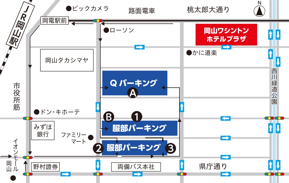 画像：ホテル近隣の駐車場マップ