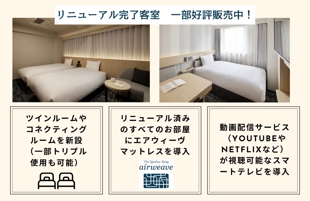 熊本ワシントンホテルプラザ　リニューアル完了客室好評販売中！
